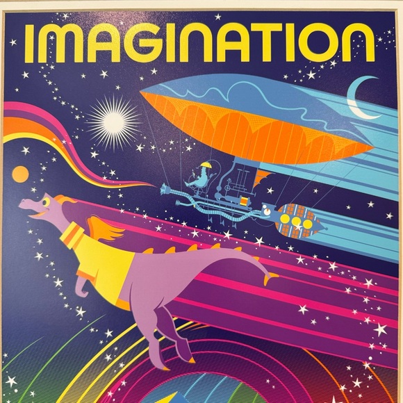 Disney Figment Dreamfinder Imagination EPCOT Framed & Matted Art Print - Picture 3 of 4